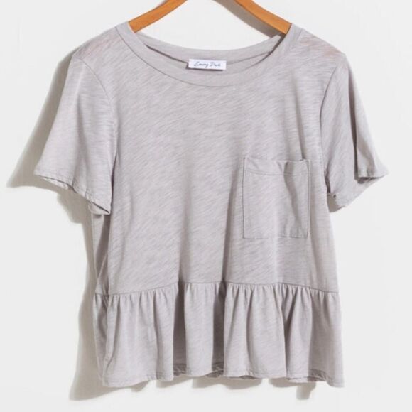 Francesca’s Owenn Washed Peplum Tee Grey Size XXS - Picture 2 of 10